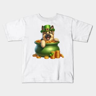 St Patricks Day German Shepherd Dog Kids T-Shirt